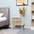 thumbnail image 2 of HOMCOM Table de Chevet avec 2 Tiroirs et Cadre en Acier, Table d'Appoint, Blanc, 2 of 10
