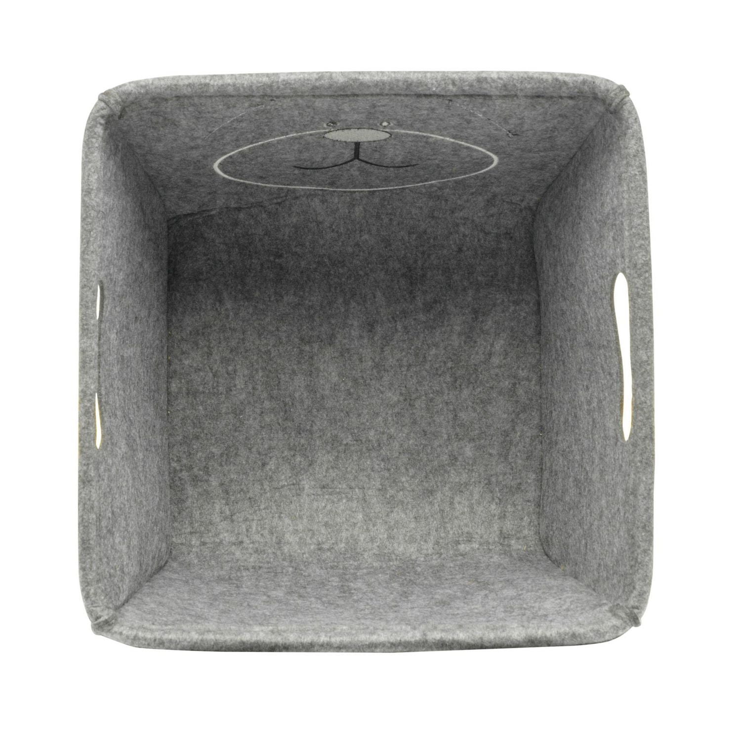 Felt Construction Storage Basket with Smiling Bear Face Patch