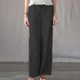 thumbnail image 1 of LSLJS Pantalon Grand Décontracté pour Femmes, Printemps, Couleur Unie, Taille Élastique, Coton et Lin, Polyvalent, Jambe Droite, Pantalon de Travail pour Femmes, 1 of 6