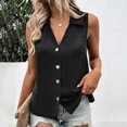 thumbnail image 1 of LSLJS Women's Color Loose Sleeveless Button V-Neck Vest, Womens Camisole Tank Tops, 1 of 9