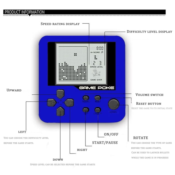Mini Console De Jeux Rétro – 26 Jeux Classiques Tetris, Tank, Etc. – Porte-clés électronique, Couleur Aléatoire