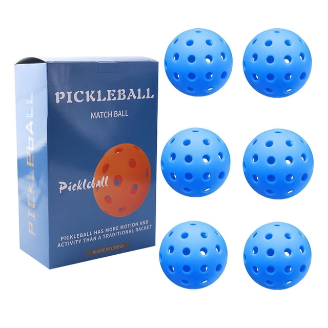 Thinsony 6 Pieces/Set Professional Pickleball Replacement 40 Holes Reusable Training Pickle Balls Assorted Kit Birthday Gift Blue