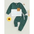 thumbnail image 2 of Fortune 0-3T Toddler Baby Boy Waffle Clothes Patchwork Sweatshirt Pullover Long Pants Infant Fall Winter Outfits, 2 of 6