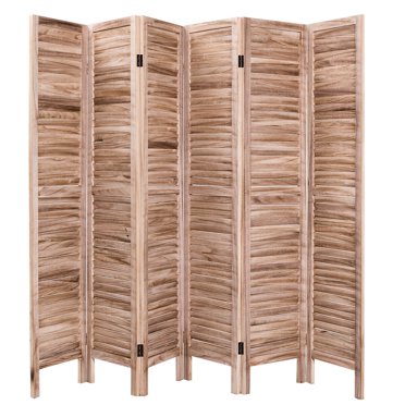 Costway 67'' H 6 Panel Room Divider Classic Venetian Wooden Slat Home Furniture Brown