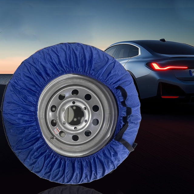 Adjustable Car Tire Cover Universal Sun Protection For Spare Wheels 80cm/31inch Waterproof Oxford Cloth With Elasticized Cord For RV Boats Trailers Campers Jeeps Trucks Blue Red Gray