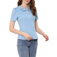 thumbnail image 4 of INSPIRE CHIC Chemise à Col Boutonné pour Femme Peter Pan m Bleu Clair, 4 of 6