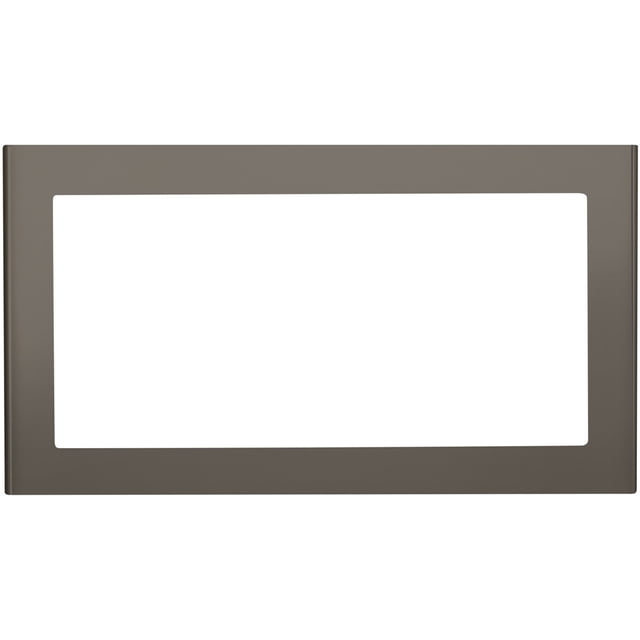 GE 30" Optional Trim Kit for Microwave Slate JX830SLFC, a grey rectangular frame designed for a 1.1 cu. ft. built-in microwave. The trim kit provides a seamless and finished look for built-in installations.