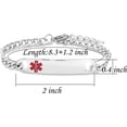 thumbnail image 3 of HSHDLDF Red Medical Alert Bracelet for Women Men Emergency First Aid Health Alert Engraved Adjustable Stainless Steel Chain Bracelets, 3 of 6