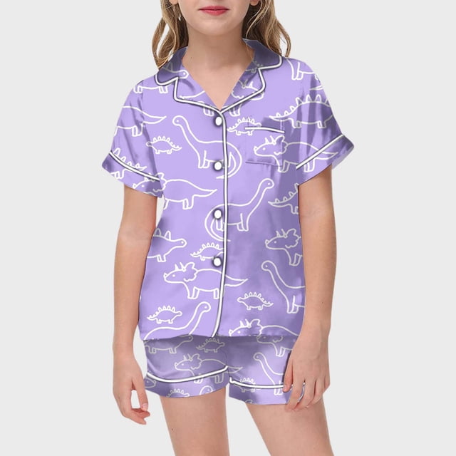 WEAIXIMIUNG Ensemble de Vêtements de Maison Peints à la Main pour Enfants, Pyjama à Colorier pour Fille, 140
