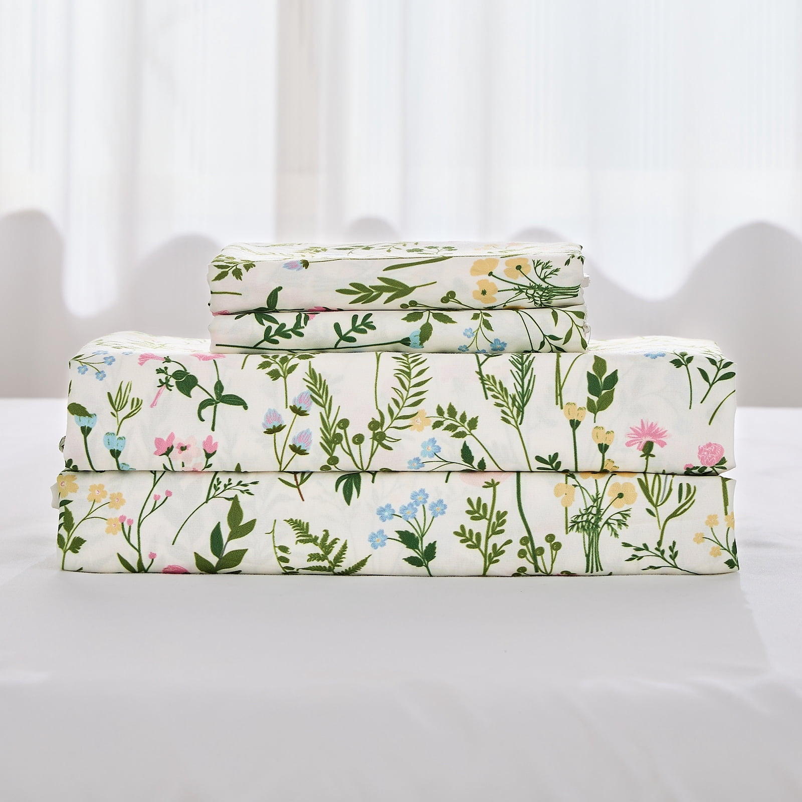 Gogreen 4PC Deep Pocket King Sheet Set Fit 16", Breathable Microfiber Soft King Size Sheet Set, Hotel Style Bed Sheet Set, Gift for Women, Men - Floral
