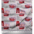 thumbnail image 1 of Soimoi Gray Georgette Viscose Fabric London Theme Architectural Printed Fabric 1 Yard 42 Inch Wide, 1 of 3