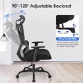 thumbnail image 3 of Chaise de Bureau Ergonomique en Maille avec Appuie-Tête 2D Réglable, Chaise de Direction à Dossier Haut pour Ordinateur, Chaise Inclinable Confortable avec Soutien Lombaire et Fonction d'Inclinaison, 3 of 10