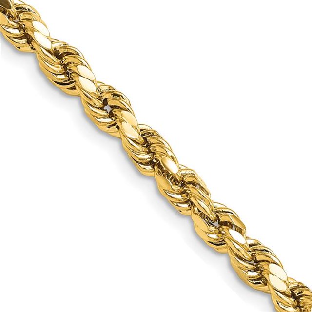 Quality Gold DH035-24 14K Yellow Gold 4.9 mm Semi-Solid Diamond-Cut 24 in. Rope Chain