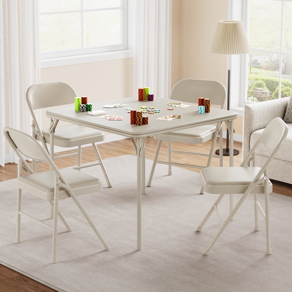 Yiwa Portable Folding Table & 4 Chairs, 33.6" Square Card Table Set for Events, Parties & Games