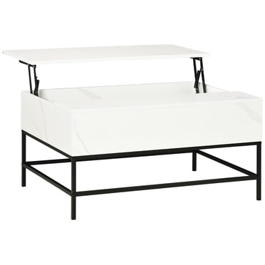HOMCOM Table Basse Relevable avec Compartiment de Rangement Caché Plateau Relevable