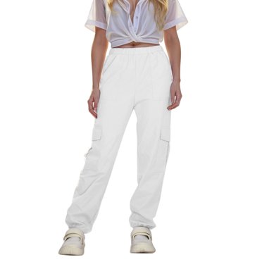 Girls' Cargo Jogger Pants - Elastic Waist, Multi-Pockets, Solid Color, Suitable for School/Sports/Outdoor