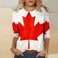 thumbnail image 1 of TopLLC Tenues du 4 Juillet pour Femmes Hauts d'Été pour Femmes, Hauts d'Été pour Femmes Mode Femmes Canada Imprimé Col Rond Manches 3/4 T-shirt Chandail Haut Blouse, 1 of 5