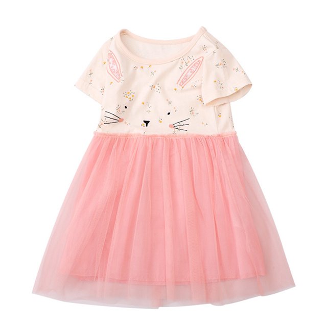 Qudderr Robe Princesse en Tulle Arc-en-Ciel pour Enfants 2-8 Ans Robe Imprimée pour Filles Robe d'Été en Maille pour Bébés Filles Jupe