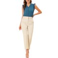 thumbnail image 2 of INSPIRE CHIC Women's Ruffled Sleeveless Pullover V- Neck Work Blouses Tops S Peacock Blue, 2 of 6