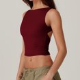 thumbnail image 3 of Yuyuzo Tank Tops for Women Crew Neck Sleeveless Basic Tank Tops Seamless Backless Solid Color Crop Shirts, 3 of 6