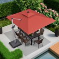 thumbnail image 2 of PURPLE LEAF Parasol de Patio Rectangulaire de Luxe 9 x 12 Pi à DEL Alimenté par Solar avec Base, Grand Parasol Déporté à Mât Décentré avec Rotation à 360°, Noir Rouge, 2 of 15