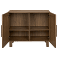 thumbnail image 3 of Bouclair Walnut Wood Veneer Fluted Two Door Sideboard Cabinet with 2 Interior Shelves, 3 of 6