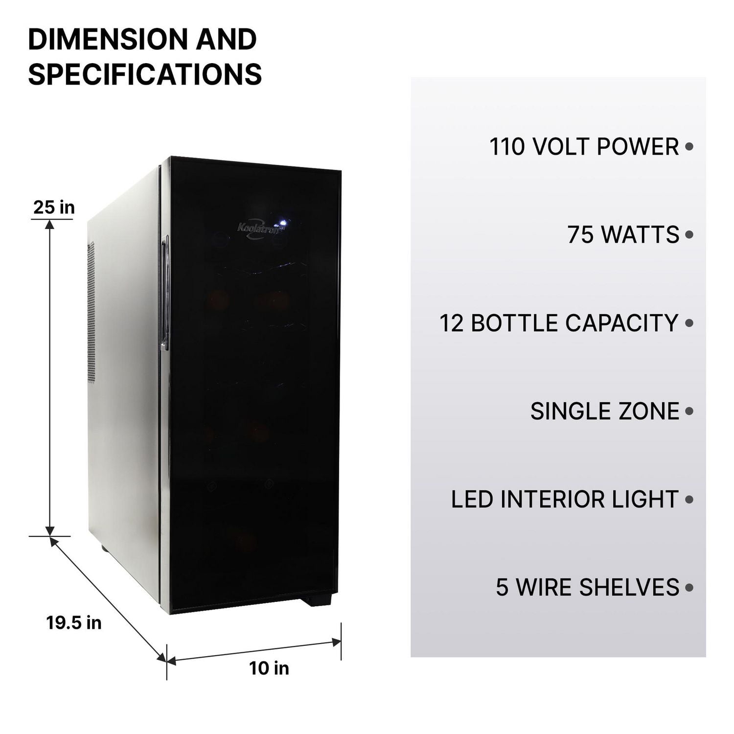 Koolatron 12 Bottle Wine Cooler Thermoelectric Freestanding Wine Fridge