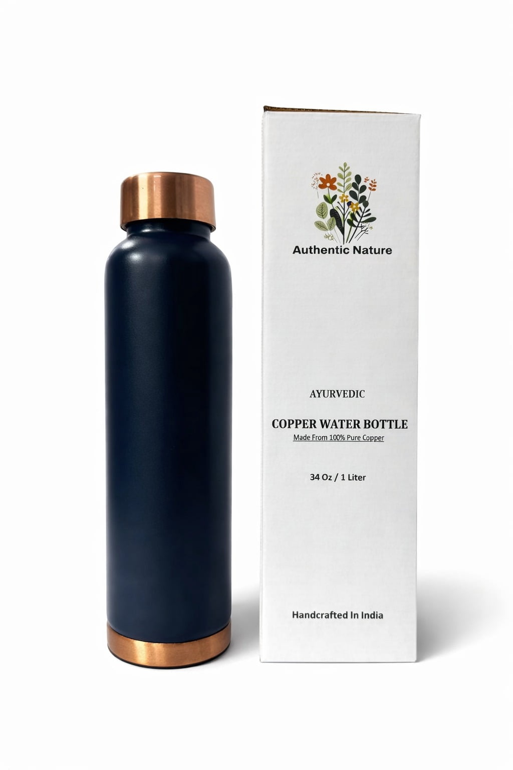 Authentic Nature Copper Water Bottle 900ml | With Anti Oxidant Properities | Provides Health Benefits | Pure Tamba | Blue