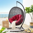 thumbnail image 4 of Modway Chaise Longue Balançoire d'Extérieur en Rotin pour Patio, Rouge/noir, 4 of 10