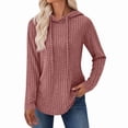 thumbnail image 3 of Chandails à Capuchon pour Femmes, Chandails Molletonnés Surdimensionnés, Chemises à Manches Longues, Chandails, Pulls d'Automne, Hauts, Rose, TG, 3 of 6