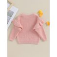thumbnail image 4 of Gupgi Toddler Girl Sweaters 3M 6M 9M 12M 18M 2Y 3Y Baby Ruffle Long Sleeve Solid Color Knit Pullover Fall Winter Loose Tops, 4 of 9