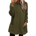 thumbnail image 1 of LUXUR Women Fuzzy Fleece T Shirt Loose Work Tops Army Green M, 1 of 2