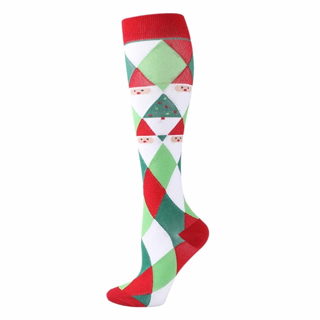 Aocisk Christmas Printed Calf Socks Long Tube Knee Socks with Compression Design Compression Socks for Support A s/m