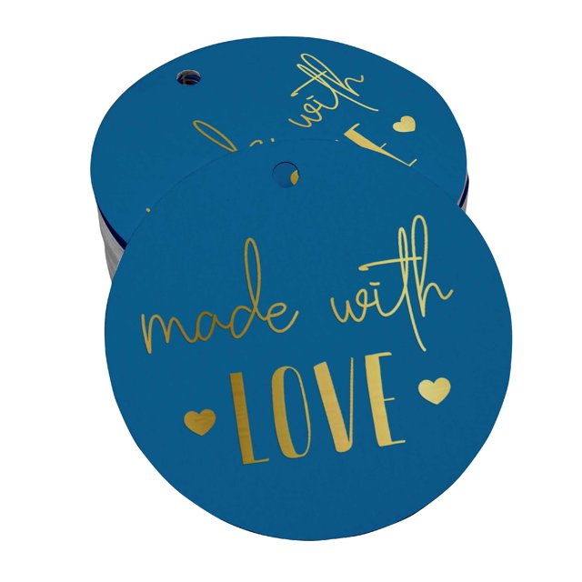 Inkdotpot Made With Love Text Bottle Tag Real Gold Foil Favor Hang Tag 50 Pack