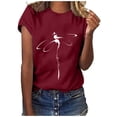 thumbnail image 1 of 2025 Femmes Décontracté Imprimé Femmes Hauts Spandex Chemise Col Rond Manches Courtes Chemises de Travail pour Femmes T-Shirt Hauts, 1 of 3