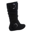 thumbnail image 2 of Bottes Mi-Mollet à Bout Rond pour Femmes Zone 70, Confort, Fermeture Éclair, Boucle, Style Plissé Décontracté, Talon Plat ( Noir, 7.5), 2 of 2