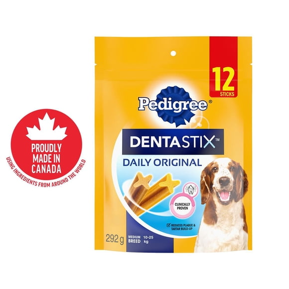 PEDIGREE DENTASTIX Oral Care Medium Breed Dog Treats Original, 12 Sticks 292g Pouch