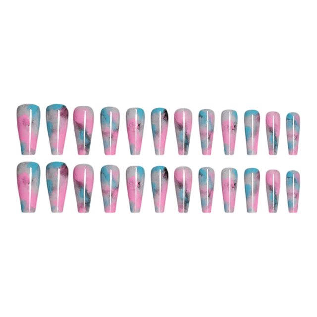 ruzhgo Length Coffin Fake Nail Scratch Resistant Press-on Fingernails Removable Trimble Nail Tip Adjustable Manicure Stickers Girls Type 1 Type 17