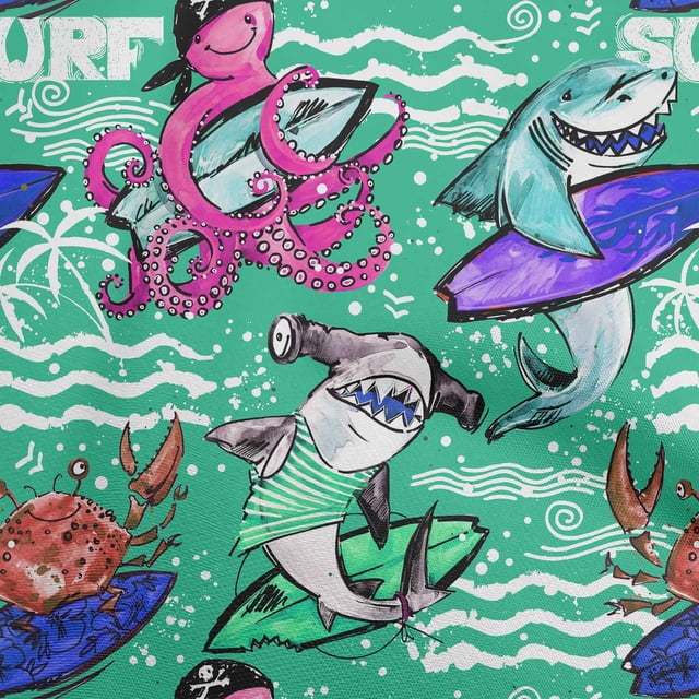 oneOone Silk Tabby Sea Green Fabric Ocean Life Sewing Craft Projects Fabric Prints By Yard 42 Inch Wide