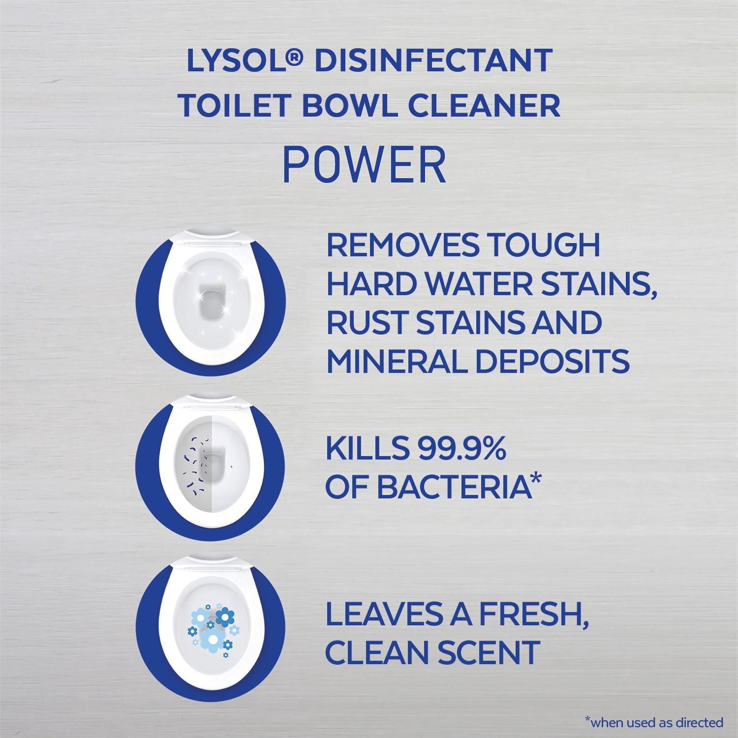 Nettoyant pour cuvette Lysol, Puissance, Nettoyage complet, Emballage familial, Pouvoir nettoyant 10x, 4 x 946 ml
