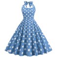 thumbnail image 2 of Pompotops Mode Été Femmes Rétro Vague Dos Nu Sans Manches Ceinture Aguichant Robe Mini, 2 of 6