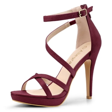 BLISSFUL STEP Sandales à Plateforme pour Femmes à Talon Aiguille Uni avec Fermeture Éclair et Bride à la Cheville
