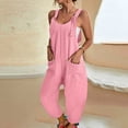 thumbnail image 2 of B91xZ Combinaisons pour Femmes Amples à Bretelles Réglables Mode Jambes Larges avec Poches, Rose P, 2 of 5