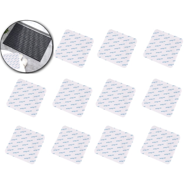 Dvruxg Double Sided Carpet Grippers, 12 Pcs Washable Rug Adhesive Tape, Traceless Floor Mat Stickers for Securing Area Rugs on Hardwood Floors