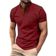 thumbnail image 1 of Mens Pullover Stand Collar Button Pocket Short Sleeve Top Sports Stand Collar Top/Shirt, 1 of 5