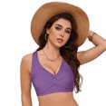 thumbnail image 3 of Huesdet Haut de Bikini pour Femmes Bretelles Spaghetti Réglables Haut de Maillot de Bain Col Rond Rembourré (Violet, P), 3 of 9