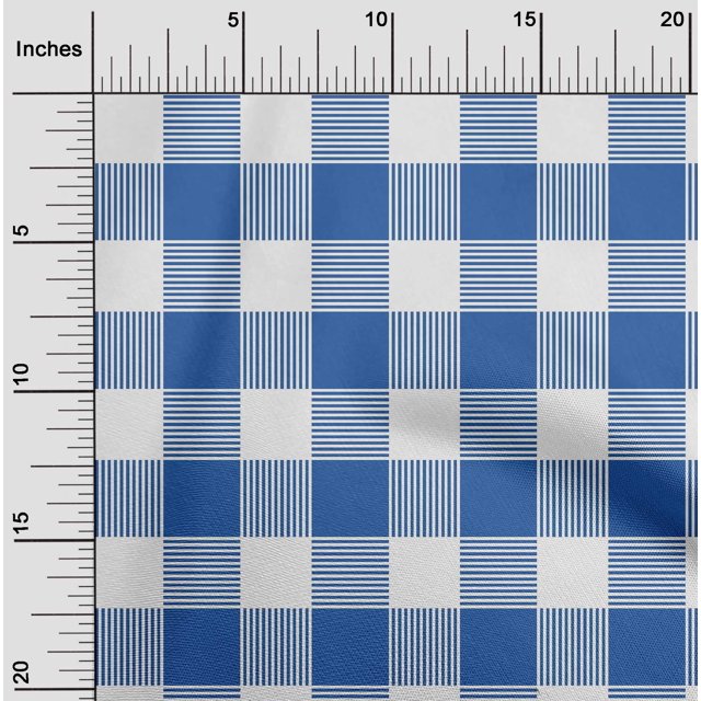 oneOone Polyester Lycra Blue Fabric Gingham Check Craft Projects Decor Fabric Printed By The Yard 56 Inches Wide