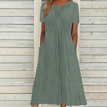 DPTALR Robe d'Été pour Femme, Confortable, Aguichant, Unie, avec Poches, Sans Manches, à Col en V