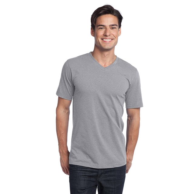 District Young Mens Concert V-Neck Tee Shirt, Hunter Gray Small