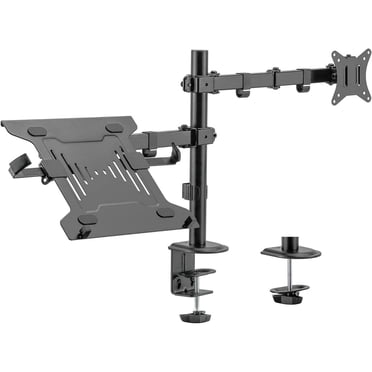 Bras pour Moniteur et Plateau de Montage pour Ordinateur Portable de 17 Pouces à 32 Pouces pour Moniteur PC et Ordinateur Portable de 17 Pouces, Support de Bureau à Vérin à Gaz Réglable à Mouvement Complet Supporte jusqu'à 20 Lb